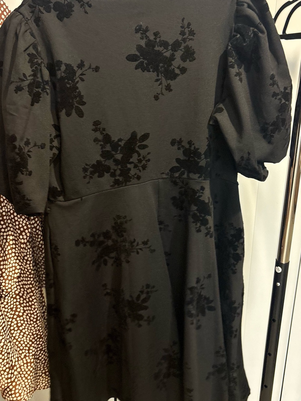 City Chic Black Flocked Floral Midi Dress - Picture 7 of 10